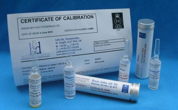 Solutions étalons pour densimètres électroniques